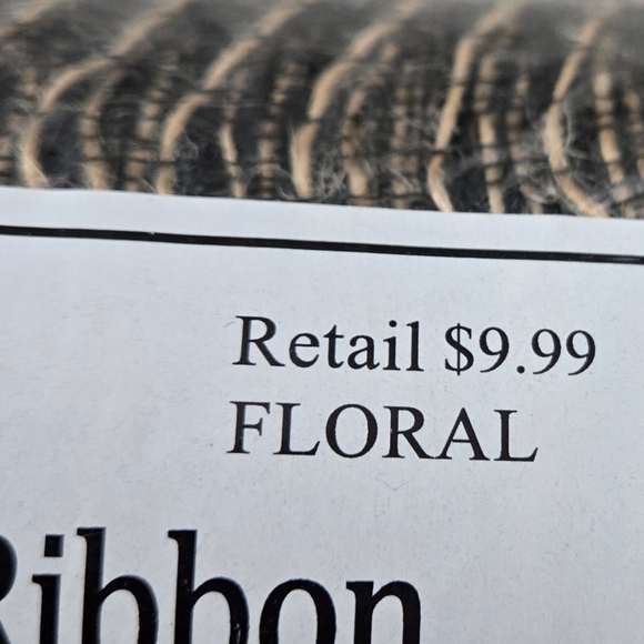 LOT OF (4) POLYPRO MESH RIBBON - BLACK AND TAN W/DECORATIVE DESIGN - Picture 4 of 5